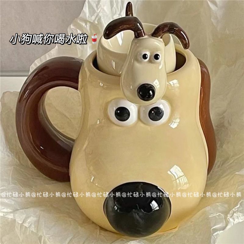 INS Cute Good-looking Wallace and Gromit Stereo Ceramic Cup Creative Coffee Milk Mug Cup Office Drinking Glass