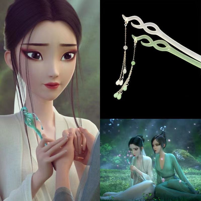 white snake origin same style beads hairpin hairpin chinese style tassel hair clasp green snake origin ancient style hair clasp cos girlfriends hairpin