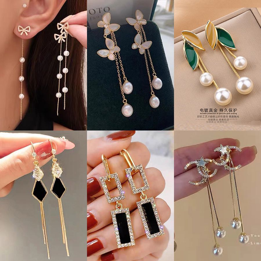 Korean Style Internet Celebrity Vintage Pearl Earrings 2 New Fashionable Elegant High-Grade Fashionable Earrings Long Earrings for Women