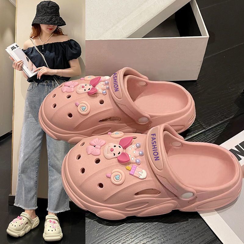 cartoon hole shoes baby boy and girl summer outdoor wear summer shit feeling two wear beach non-slip sesame street platform beach shoes