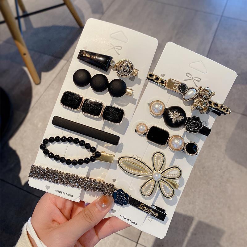 cold color pallete barrettes women‘s pearl hairpin internet celebrity autumn and winter 2022 new single line clip headdress side clip