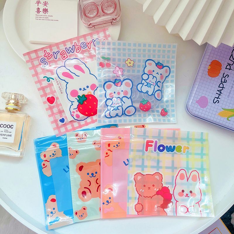 cute ziplock bag cartoon super cute internet celebrity buggy bag thickened wholesale accessories jewelry bag printed plastic packaging bag