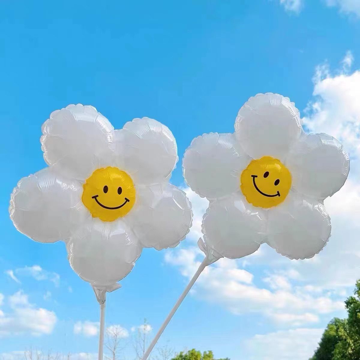 Internet Celebrity Daisy SUNFLOWER Smiley Balloon with Rod Party Picnic Outdoor Photo Props Activity Push Small Gifts