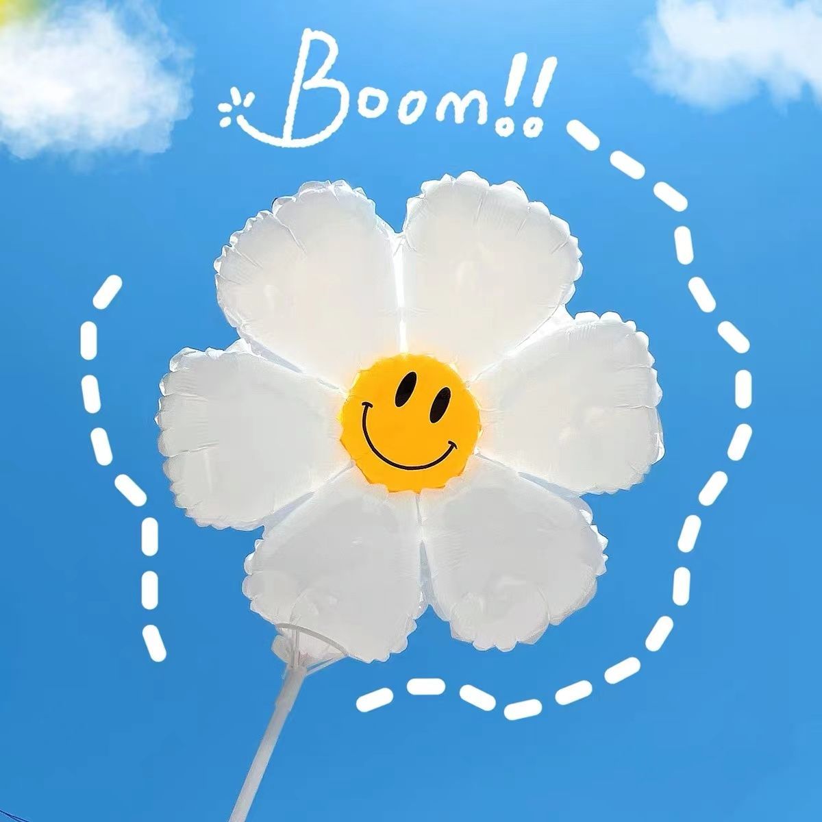 Internet Celebrity Daisy SUNFLOWER Smiley Balloon with Rod Party Picnic Outdoor Photo Props Activity Push Small Gifts