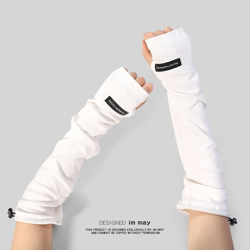 Mechanical Style Punk Sun Protection Casual Loose Pile Style Gloves Personalized Drawstring Function Hip Hop Black White Finger Sleeve