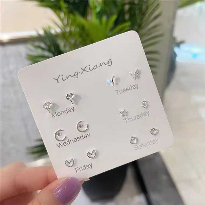 S925 Sterling Silver Needle Ear-Caring Earings Set Simple and Compact Plain Earrings Design Sleeping No Need to Take off Earrings for Women