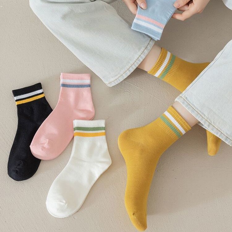 women‘s korean-style socks cotton mid-calf length socks deodorant and sweat-absorbing spring and autumn japanese ins trendy student sports casual versatile