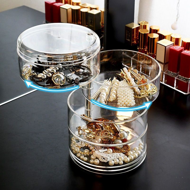 Jewelry Box Transparent Rotating Accessories Ring Bracelet Earring Storage Necklace Large Capacity Anti-Oxidation Storage Organizer