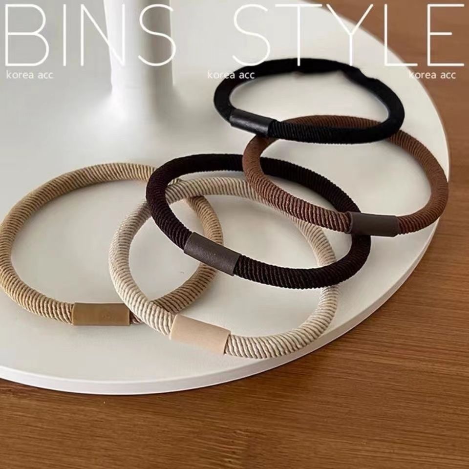 south korea dongdaemun foundation easy to use bi rubber band brown series earth color twill hair tie hair rope hair ties