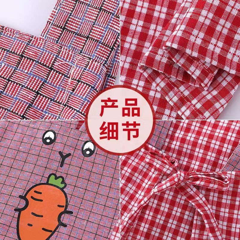 New Fashionable Pure Cotton Breathable Apron Kitchen Household Cute Thin Apron Women's Oil-Proof Cooking Work Clothes