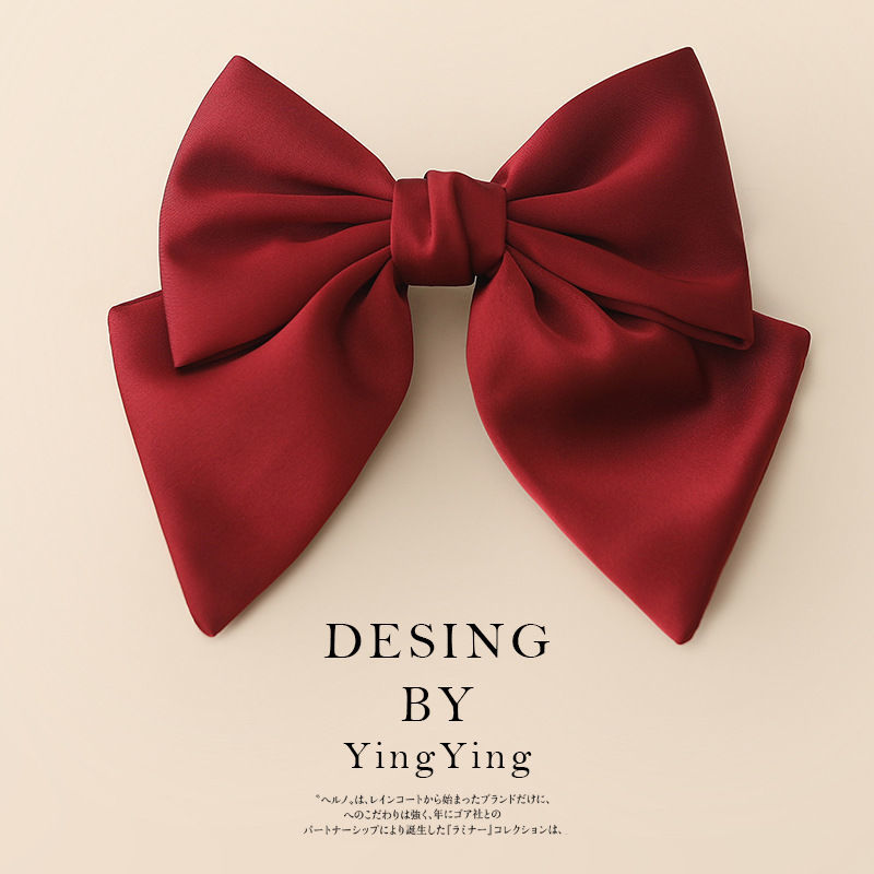 large temperament red bow barrettes women‘s high-grade back head clip spring clip marriage engagement headdress