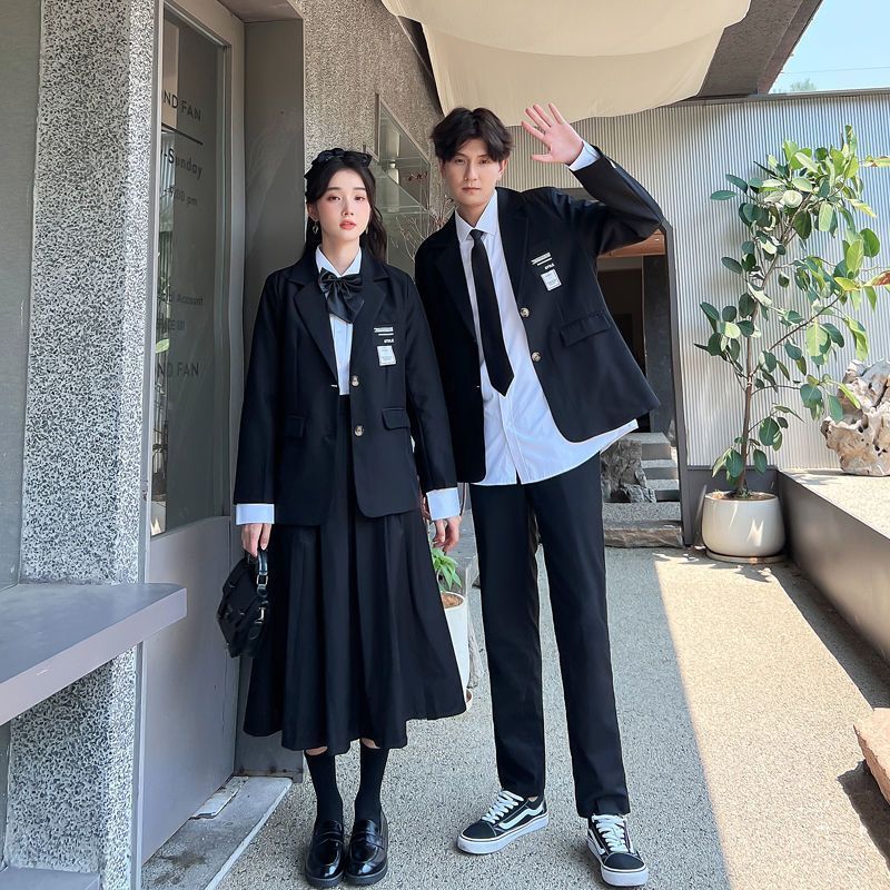 couple wear japanese jk uniform autumn new college style suit shirt suit skirt student graduation photo class clothes fashion