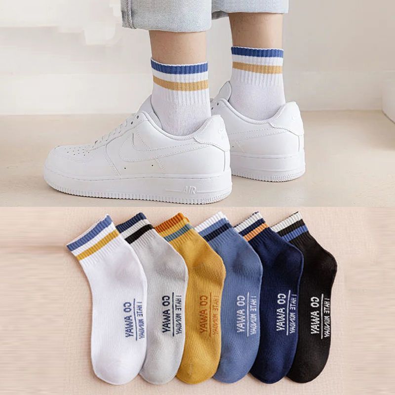 socks men‘s ins fashionable all-matching autumn and winter mid-calf length socks men‘s breathable sweat absorbing korean casual sports four seasons long socks