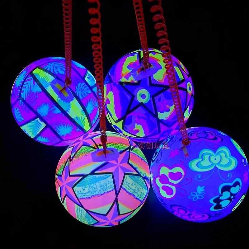 internet hot luminous ball with chain kids inflatable elastic pat ball luminous induction stall toy wholesale