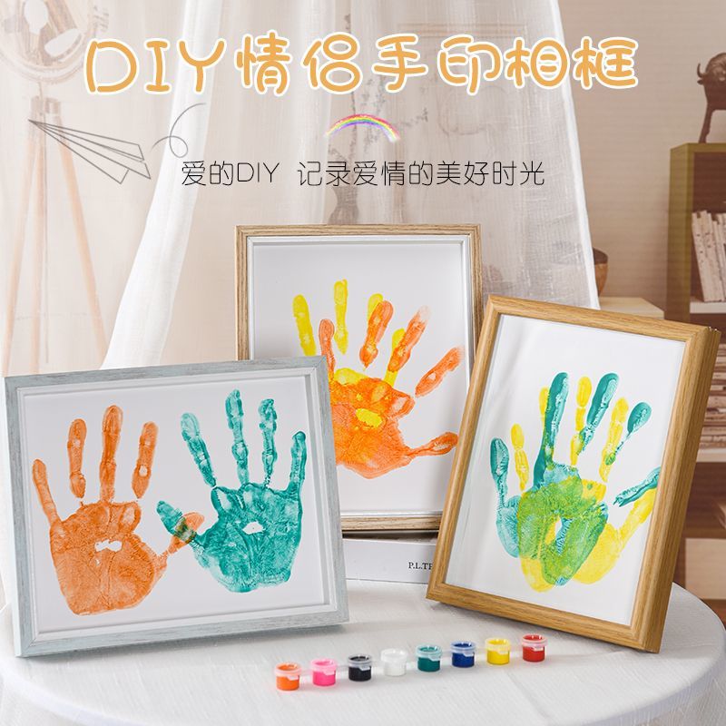 diy couple hand print picture frame palm commemorative photo frame newly married male and female friends multi-person birthday gift color paint