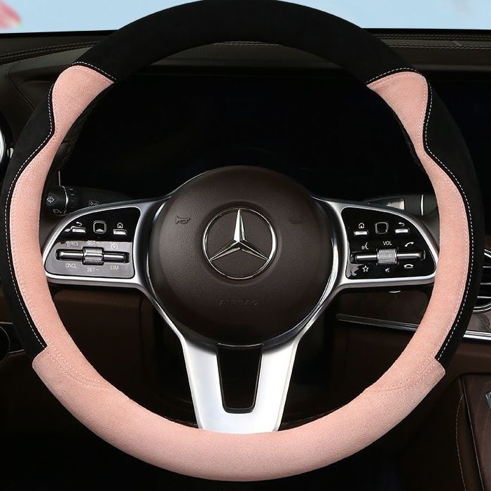 car steering wheel cover four seasons short plush women‘s cute steering wheel cover sweat-absorbent non-slip d-type steering wheel cover universal