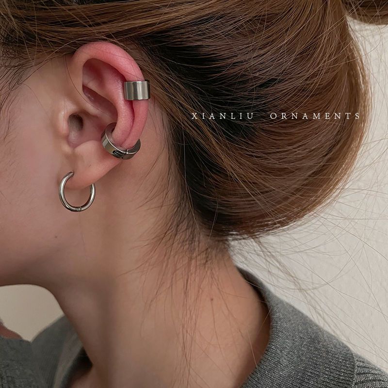 french retro simple ear clip without piercing female cold style ear bone clip male cool personality 2022 new trendy ear buckle