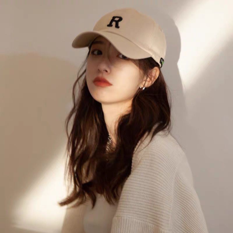 Baseball Hat Men's and Women's Spring and Autumn Korean Style 2023 New Letter R Mark Student Big Brim Slimming Face Small Peaked Cap