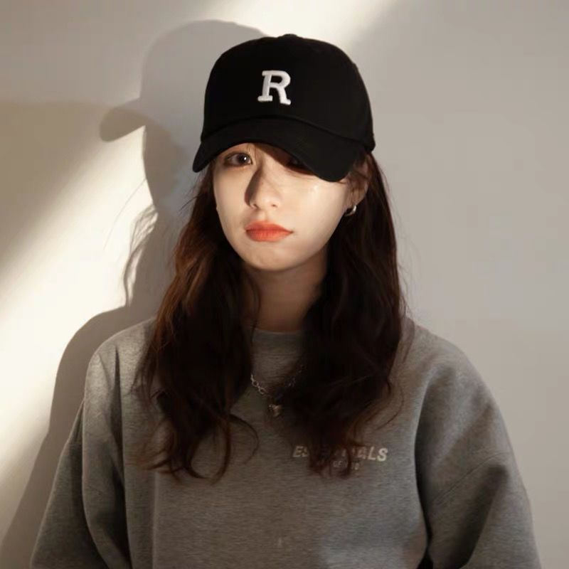 Baseball Hat Men's and Women's Spring and Autumn Korean Style 2023 New Letter R Mark Student Big Brim Slimming Face Small Peaked Cap