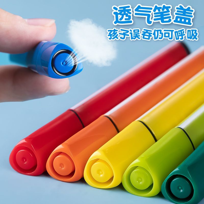 aili large capacity washable triangle pole bulk children‘s kindergarten training supplement single bulk crayon red