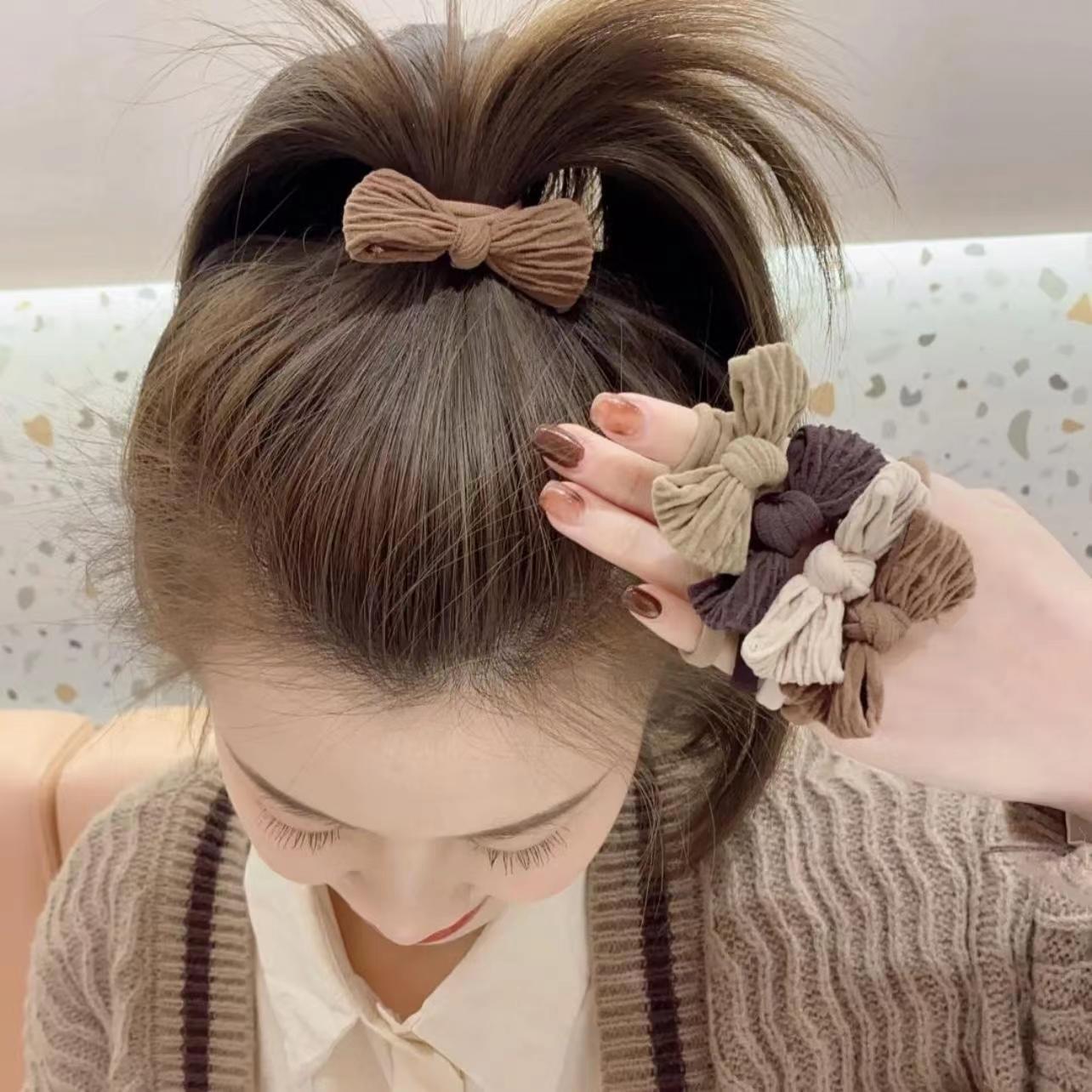 bow hair rope hair friendly string rubber band female hair-binding leather towel hair ring headdress headband adult durable