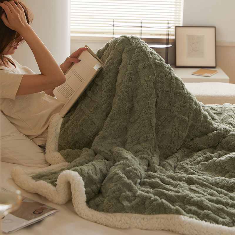 berber fleece blanket winter thickened nap office shawl air conditioning fleece-lined blanket coral fleece sofa blanket