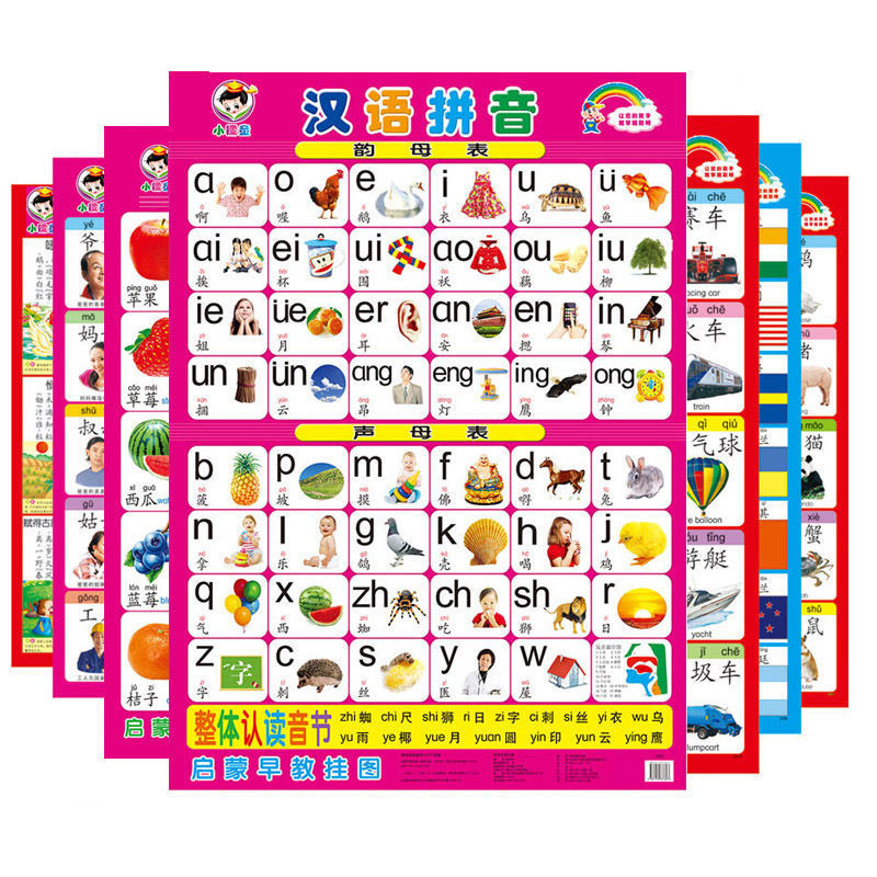 Baby Wall Chart Silent Children 0-3 Years Old Early Education Pinyin Wall Chart Cognitive Enlightenment Literacy Stickers Silent Card