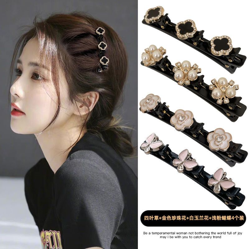 new versatile double-layer bangs braided hair barrettes women‘s summer forehead side broken hair hairpin clip headdress hair band