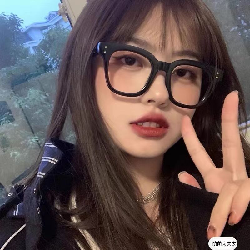 GM New Black Frame Glasses Myopia Women Can Match Degrees Face without Makeup Gadget to Make Big Face Thin-Looked Glasses Rim Glasses Frame