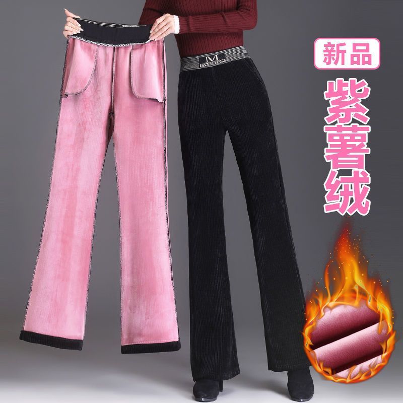 fleece-lined not fleece-lined winter pants women‘s bell-bottom pants new long johns women‘s outer wear high waist wide leg pants famous brand all-matching