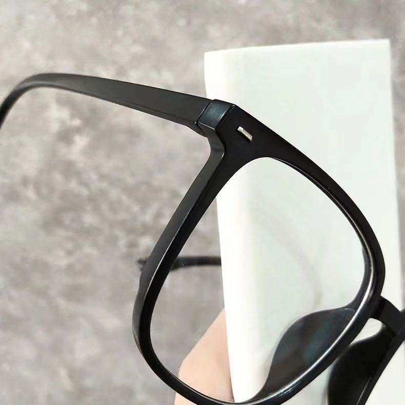 Men's Pu Shuai Plain Black Frame Glasses Women's Anti-Blue Light Glasses Ins Good-looking Face Slimming Myopia Glasses Students