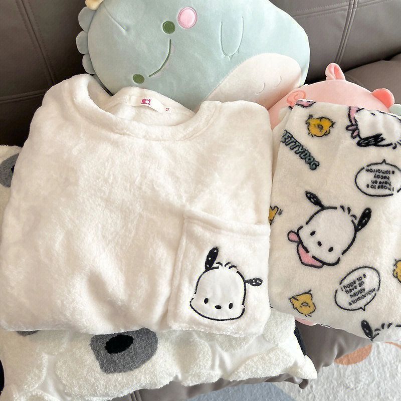 hapa dog autumn and winter coral velvet pajamas female cartoon velvet thickened cute winter student homewear two-piece set