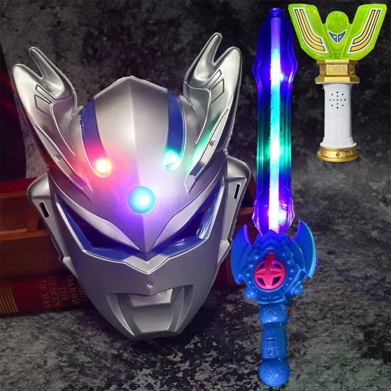 children‘s luminous cartoon ultraman mask celo budigaot father shapeshifting robot sword children‘s toy