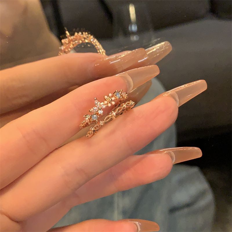 Hand White ~ Rose Gold Super Fairy Butterfly Ring Female Ins Niche Design Light Luxury Zircon Exquisite Ring Open Fashion
