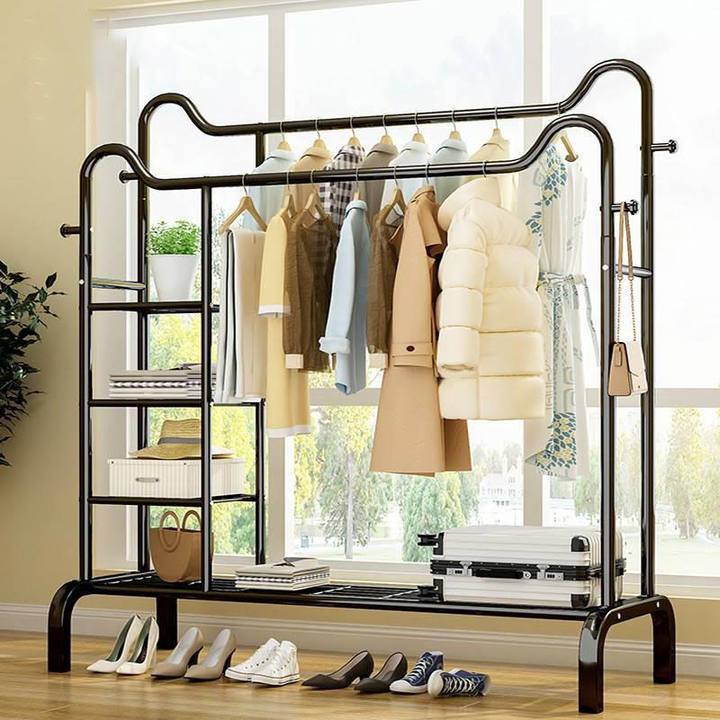 Floor-Standing Vertical Household Bedroom Folding Simple Drying Rack Light Luxury Coat Rack Clothes Storage Storage Rack