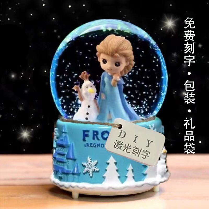 princess elsa crystal ball music box elsa music box snow light birthday gift for girls and children christmas