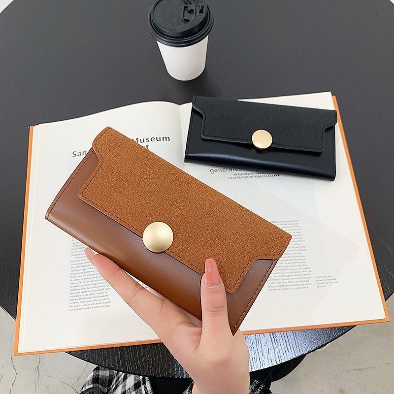 women‘s wallet light-weight thin simple mid-length mild luxury retro wallet 2024 new advanced simple tri-fold coin purse