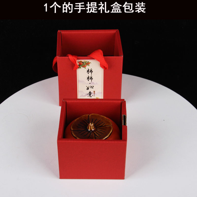 lucky persimmon ceramic ashtray high-end top grade creative hotel household living room coffee table prevent fly ash cylinder with lid