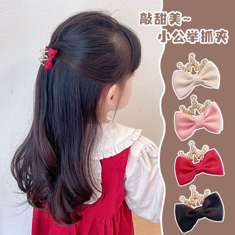 Children's Grip Double-Sided Bow Cropped Hair Clip Clip Hairpin for Girls Bang Clip Autumn Girl's Hairpin Headdress