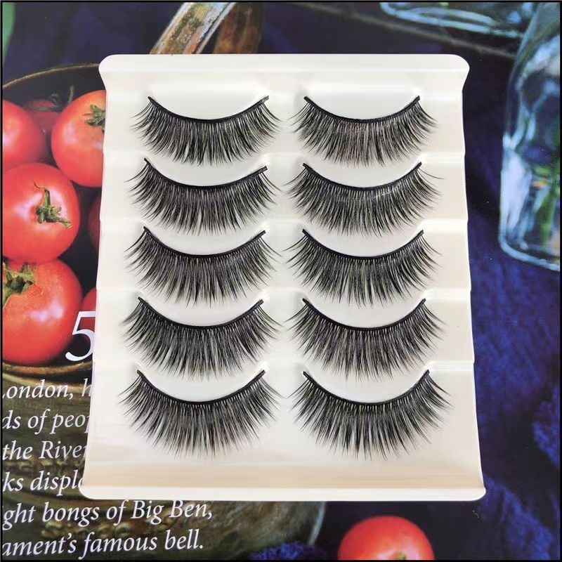 new 5 pairs thick and realistic internet celebrity same false eyelashes hard stem natural simulation bridal nude makeup cos eyelash