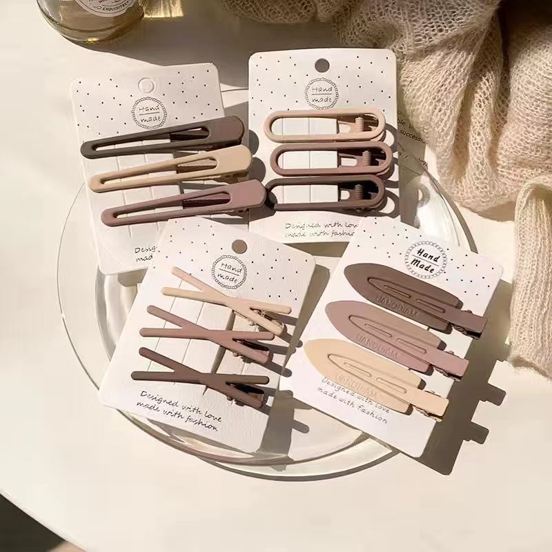 Milk Coffee Color Broken Hair Small Hairclip Female Side Clip Hairpin Autumn and Winter Fringe Bobby Pin Clip Headwear Duckbill BB Clip