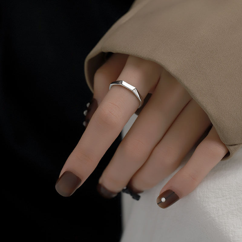 Diamond Irregular Ring Female S925 Sterling Silver Special-Interest Design Ins Trendy Simple Bracelet Ring High-Grade Light Luxury Cold Style
