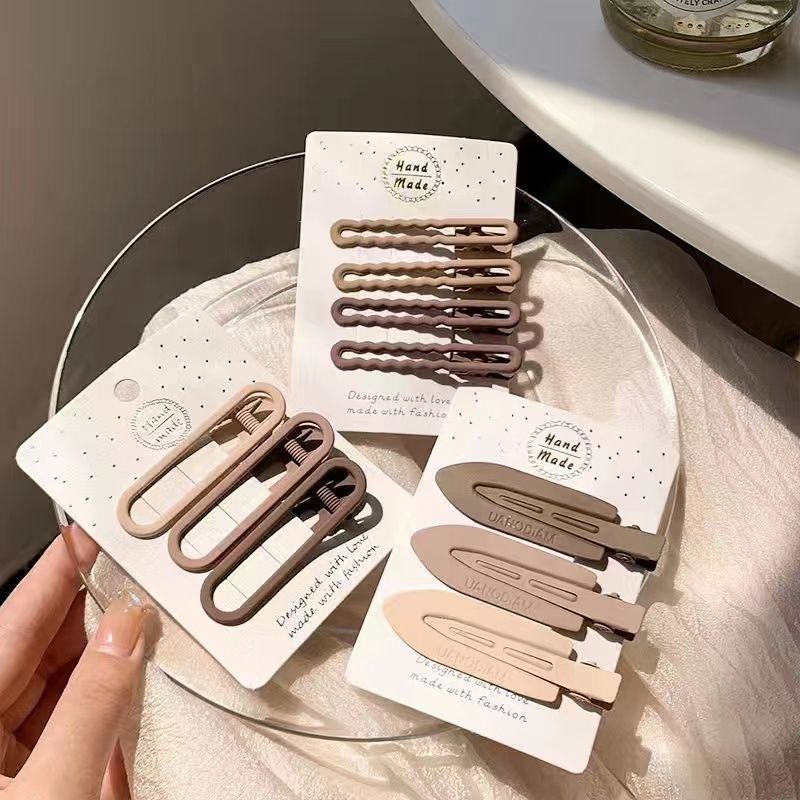 Milk Coffee Color Broken Hair Small Hairclip Female Side Clip Hairpin Autumn and Winter Fringe Bobby Pin Clip Headwear Duckbill BB Clip