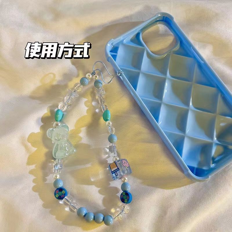 INS Style Cute Bear Crystal String Beads Beads Bracelet Apple Huawei Mobile Phone Case All-Match Universal Anti-Separation Rope
