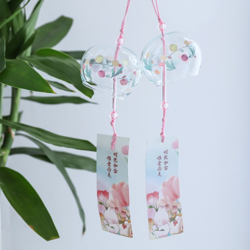 new japanese handmade glass cherry blossom campanula bells creative bedroom pendants summer and wind hangings ornaments girls