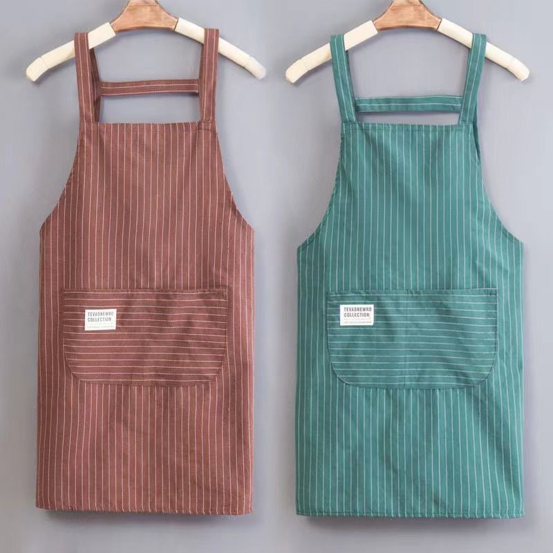 Apron Kitchen Home Cooking Young and Beautiful Pure Cotton New Apron Office Worker Work Clothes Stain-Resistant Oil-Free Wash