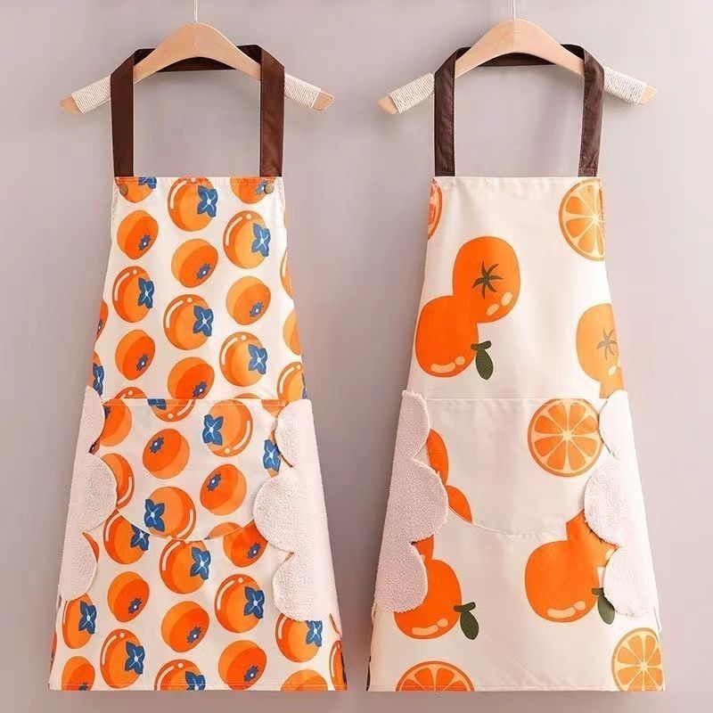 Apron Kitchen Chef Waterproof Oil-Proof Hanging Anti-Fouling Neck Breathable Cartoon Apron Short Apron Clearance Korean Style Apron