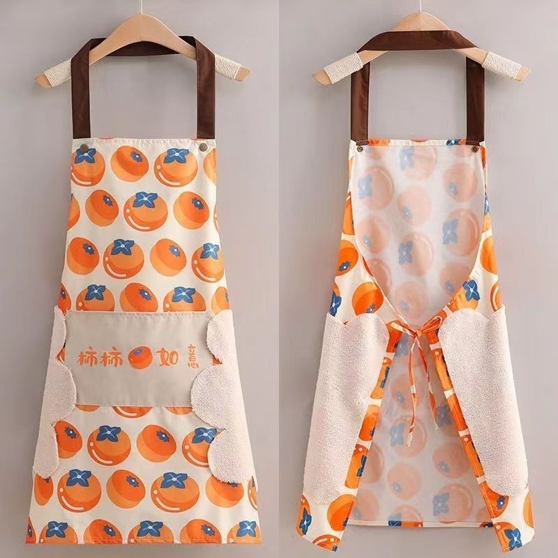 Apron Kitchen Chef Waterproof Oil-Proof Hanging Anti-Fouling Neck Breathable Cartoon Apron Short Apron Clearance Korean Style Apron