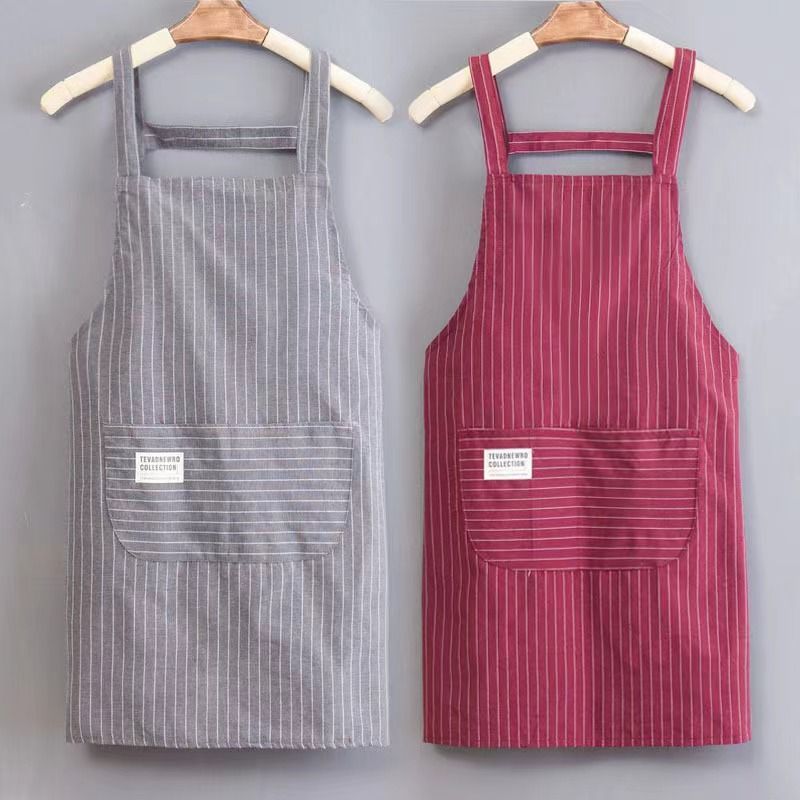 Apron Kitchen Home Cooking Young and Beautiful Pure Cotton New Apron Office Worker Work Clothes Stain-Resistant Oil-Free Wash