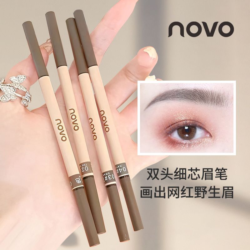 novo eyebrow pencil waterproof sweat-proof non-fading not smudge ultra-fine double-headed eyebrow brush lazy eyebrow pencil essential for beginners